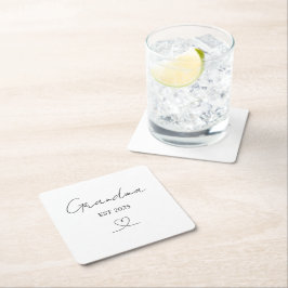 Minimalist Grandma EST Year | Custom Paper Coaster Rechteckiger Pappuntersetzer