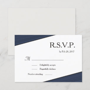 Minimalist grau weiß marineblaue Streifen rsvp Einladung