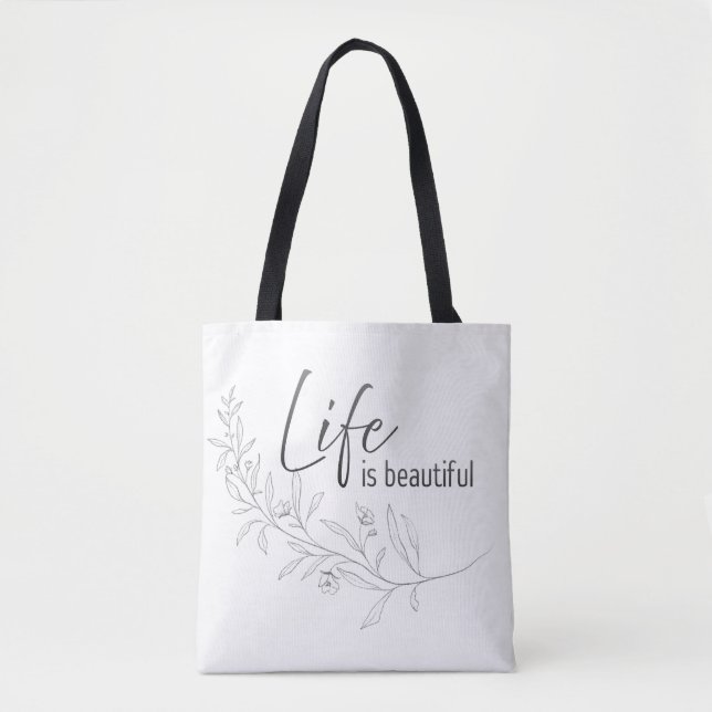Minimalist Graue Botanische "Das Leben ist schön"  (Vorderseite)