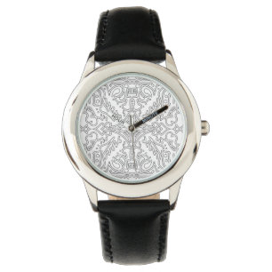 Minimalist graues Blumenmuster Armbanduhr