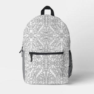 Minimalist graues Blumenmuster Bedruckter Rucksack