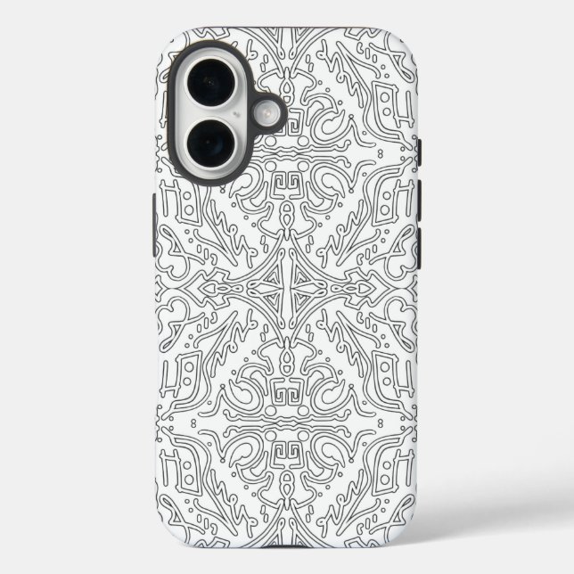 Minimalist graues Blumenmuster Case-Mate iPhone Hülle (Rückseite)