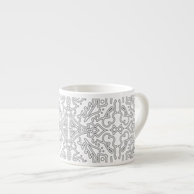 Minimalist graues Blumenmuster Espressotasse (Vorderseite Rechts)