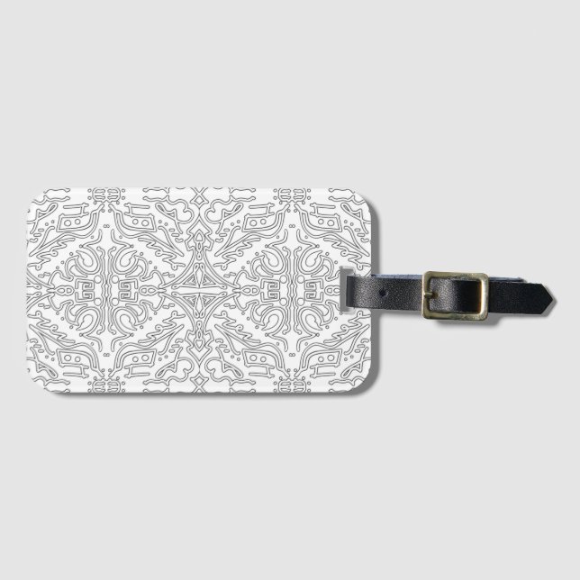 Minimalist graues Blumenmuster Gepäckanhänger (Vorderseite (Horizontal))