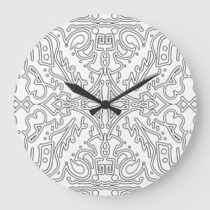 Minimalist graues Blumenmuster Große Wanduhr