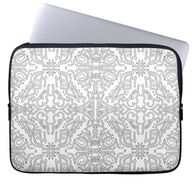 Minimalist graues Blumenmuster Laptopschutzhülle (Vorderseite)