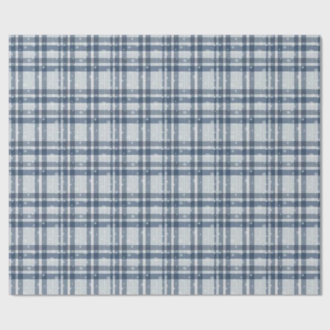Minimalist Gray & Silver Winter Plaid Geschenkpapier (Flach)