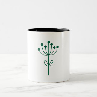 Minimalist Green Design Botanical  Zweifarbige Tasse