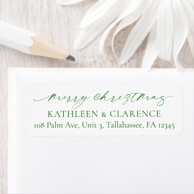 Minimalist Green Elegant Christmas Return Address (Insitu)