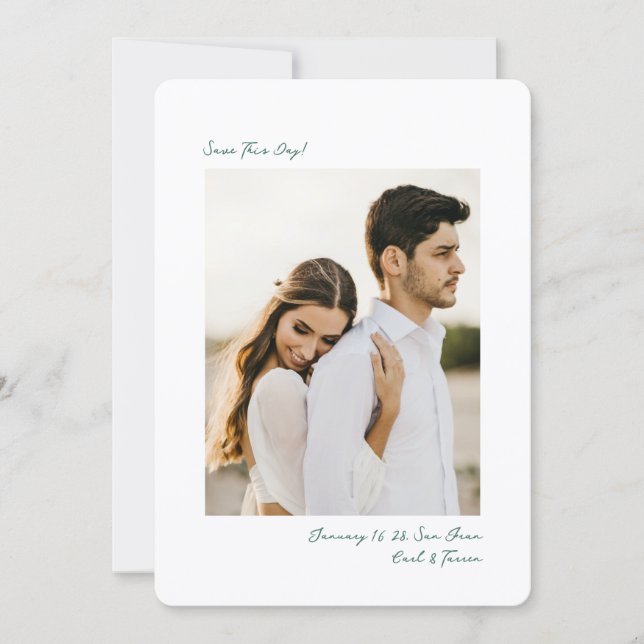 Minimalist Green Insta Photo Film Simple Wedding Save The Date (Vorderseite)