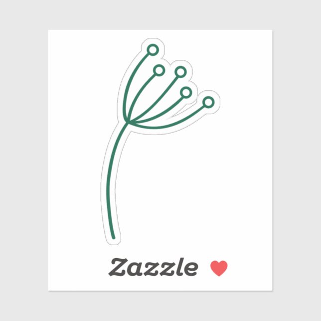 Minimalist Green Line Art Aufkleber (Blatt)