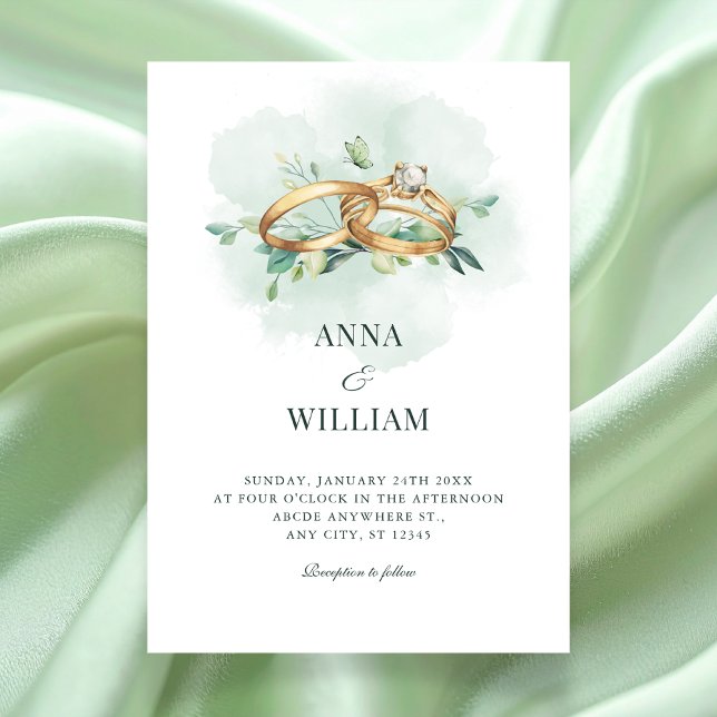 Minimalist green wedding ring  einladung (Von Creator hochgeladen)