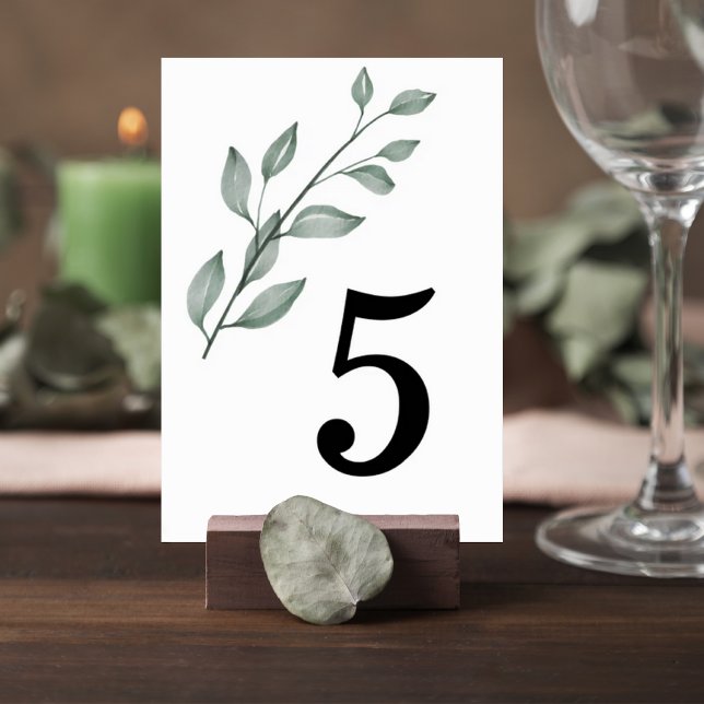 Minimalist Greenery Wedding Table Number Card Tischnummer (Von Creator hochgeladen)