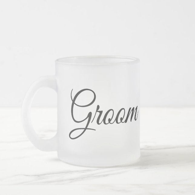 Minimalist Groom Frosted Glass Mug Mattglastasse (Links)