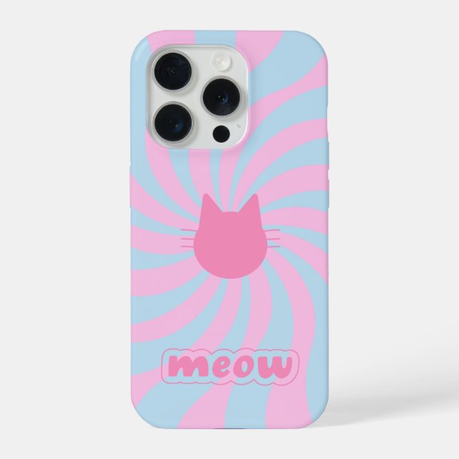 Minimalist Groovy Retro Meow Design iPhone Hülle (Rückseite)