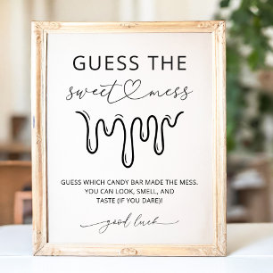 Minimalist Guess the Sweet Mess Babyparty-Schild Poster