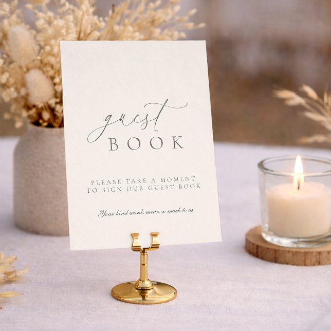 Minimalist Guest Book Wedding Sign in Soft Neutral Einladung (Von Creator hochgeladen)