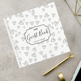 Minimalist Guest Book with Hand-Drawn Hearts Notizbuch