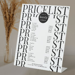 Minimalist Hair Salon Spa Services Price List Sockelschild