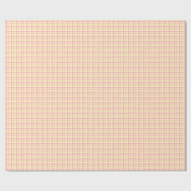 Minimalist Hand Drawn Wobbly Grid Check Yellow Geschenkpapier (Flach)