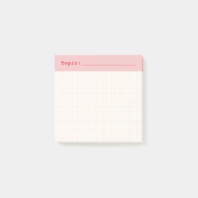 Minimalist HandDrawn Grid Topic Header Ballet Pink Post-it Klebezettel (Vorderseite)