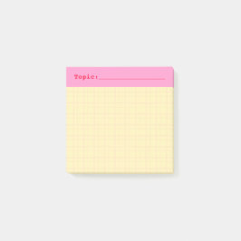 Minimalist HandDrawn Grid Topic Header Yellow Post-it Klebezettel