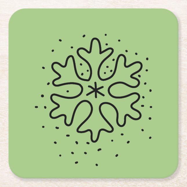 Minimalist handdrawn snowflake rechteckiger pappuntersetzer (Vorderseite)