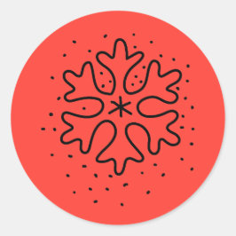 Minimalist handdrawn snowflake runder aufkleber
