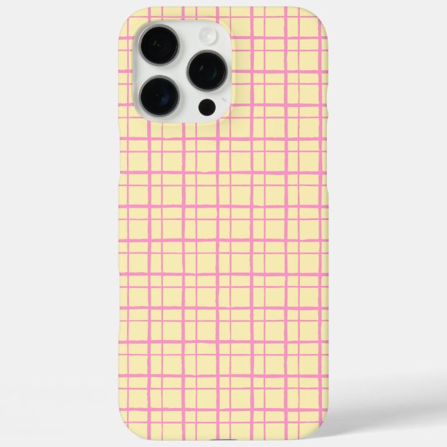 Minimalist HandDrawn Wobbly Grid Check Yellow Case-Mate iPhone Hülle (Rückseite)