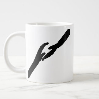 Minimalist Hands Touching Line Art Emotional Jumbo-Tasse