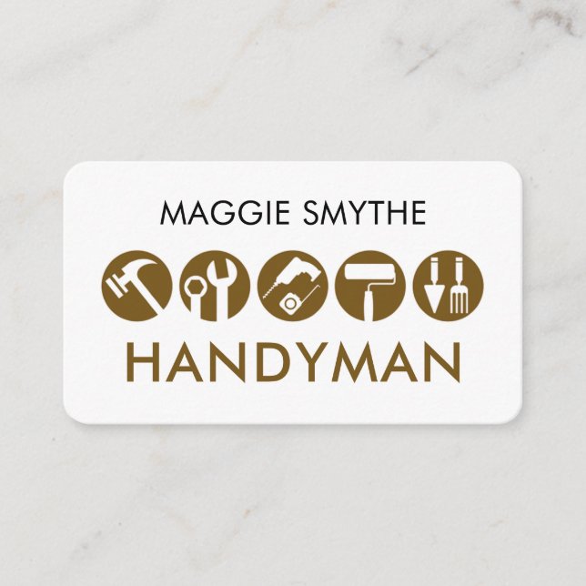 Minimalist Handyman Tools Icon Visitenkarte (Vorderseite)