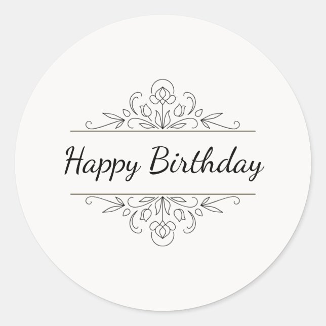 Minimalist Happy Birthday Classic Round Sticker  (Vorderseite)