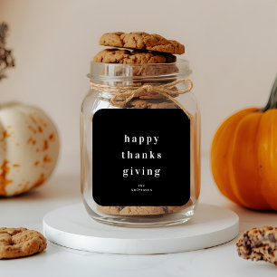 Minimalist Happy Thanksgiving Quadratischer Aufkleber