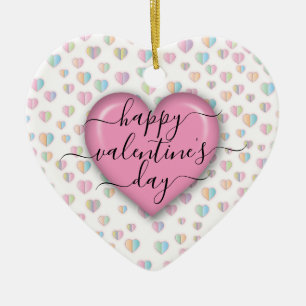 Minimalist Happy Valentine’s Day Keramik Ornament