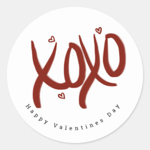 Minimalist Happy Valentines Day Lettering Herz Runder Aufkleber