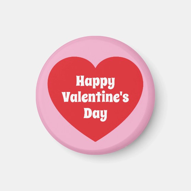 Minimalist Happy Valentine's Day Red Heart Pink Magnet (Vorne)