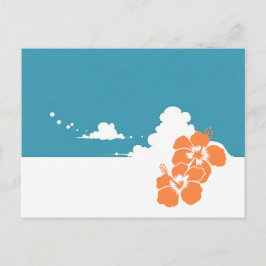 Minimalist Hawaii Hibiscus & Summer Clouds Postkarte