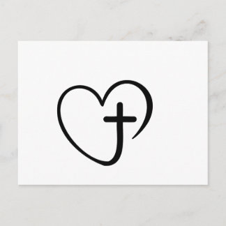 Minimalist Heart and Cross Faith Design Postkarte