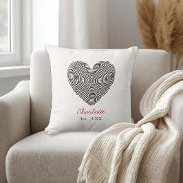 Minimalist Heart Fingerprint Personalized Name Kissen