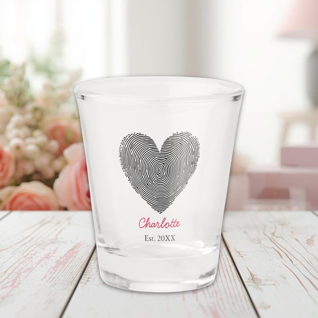 Minimalist Heart Fingerprint Personalized Name  Schnapsglas (Von Creator hochgeladen)