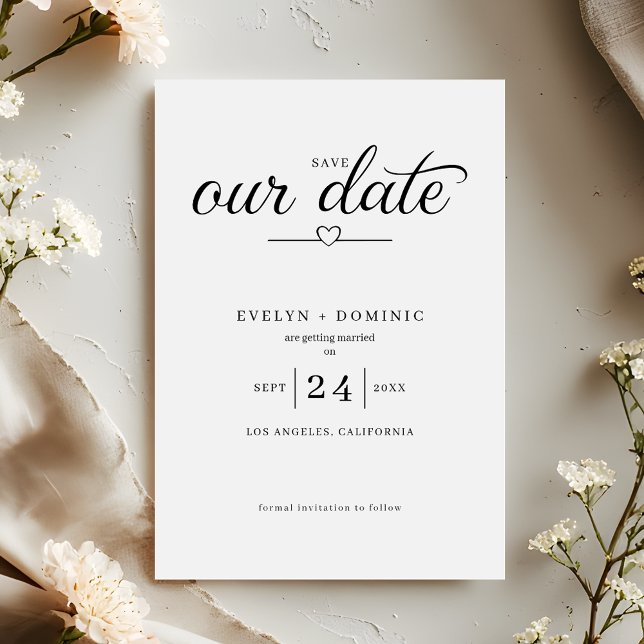 Minimalist Heart Typography Elegant Wedding Save The Date (Von Creator hochgeladen)