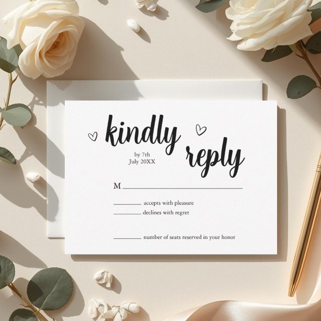 Minimalist Heart Wedding RSVP Card (Von Creator hochgeladen)