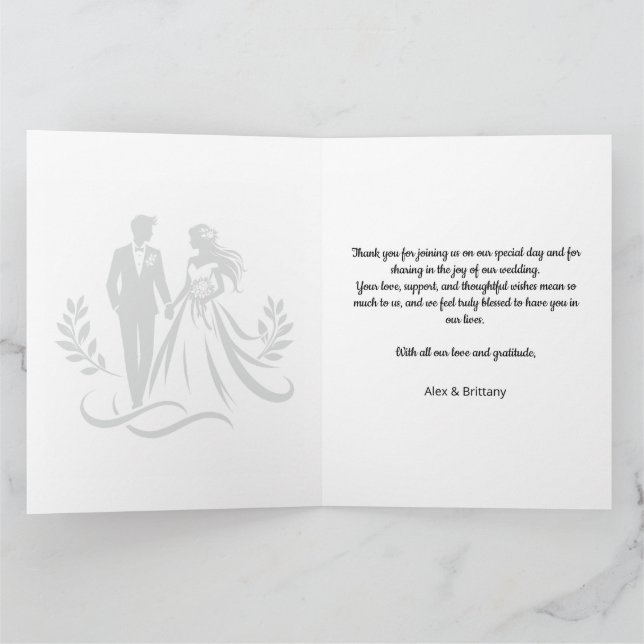 Minimalist Heart Wedding Thank You Card – Custom Dankeskarte (Innenseite)