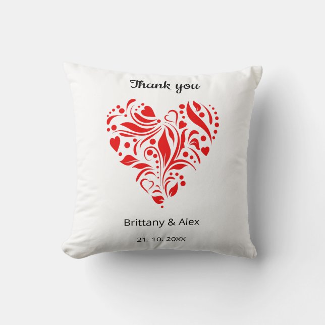 Minimalist Heart Wedding Thank You – Custom Kissen (Vorderseite)