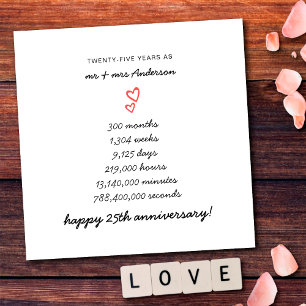 Minimalist Hearts Frohes 25. Hochzeitstag-Jubiläum Karte