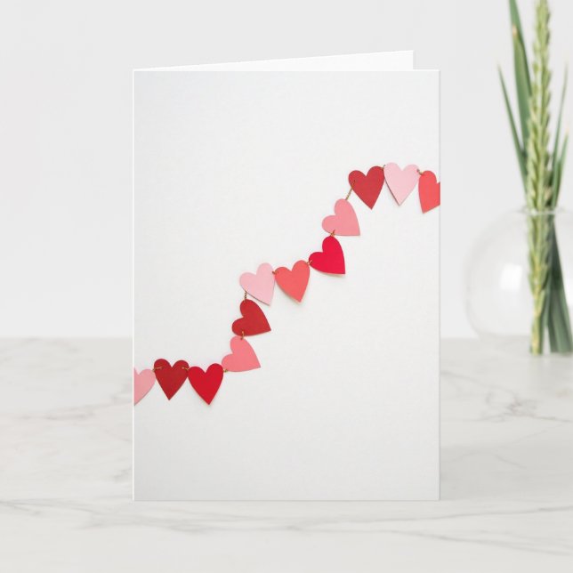 Minimalist Hearts Girlande Karte (Vorderseite)