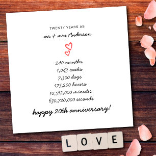 Minimalist Hearts Herzlichen Glückwunsch zum 20. H Karte