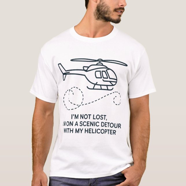 Minimalist Helicopter Line Art  T-Shirt (Vorderseite)