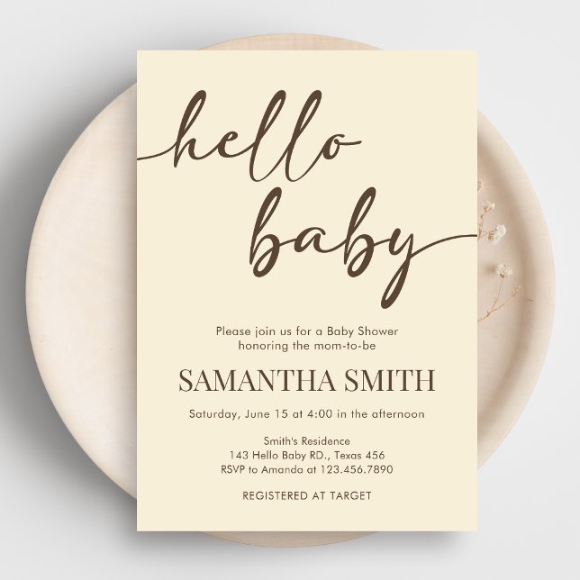 Minimalist Hello Baby Baby Shower Einladung (Minimalist Hello Baby Shower Invitation)