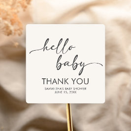Minimalist Hello Baby Baby Shower Quadratischer Aufkleber